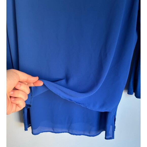 MICHAEL Michael Kors Blue V-Neck Blouse Large - Picture 7 of 7